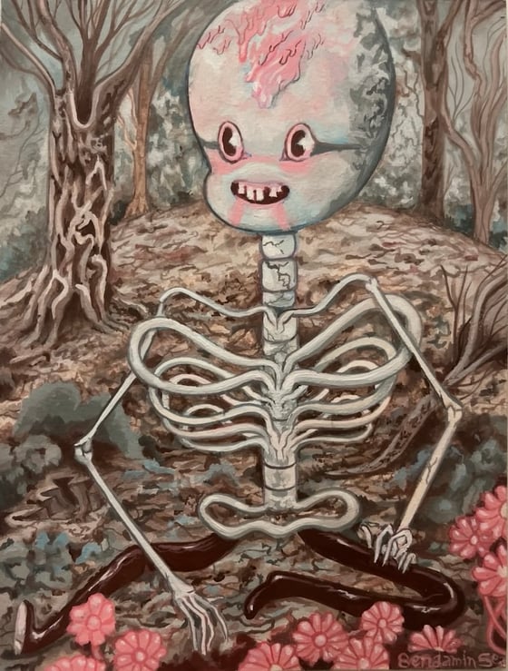 Image of “Cokenail The Skeletal” Original Gouache Painting On Paper copyn