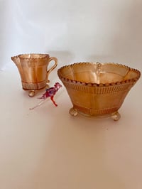 Image 1 of Carnival Glass Bowl and Small Jug