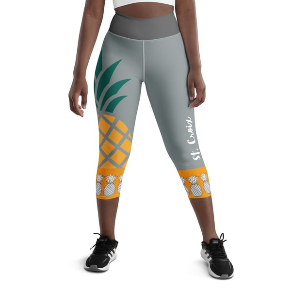 Image of Yoga Capri Leggings- Pineapple
