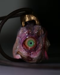 Image 4 of Egg of the King bruised pendant, leather cord, brass hardware