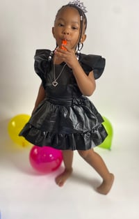 Image 1 of Leather black ruffle dress