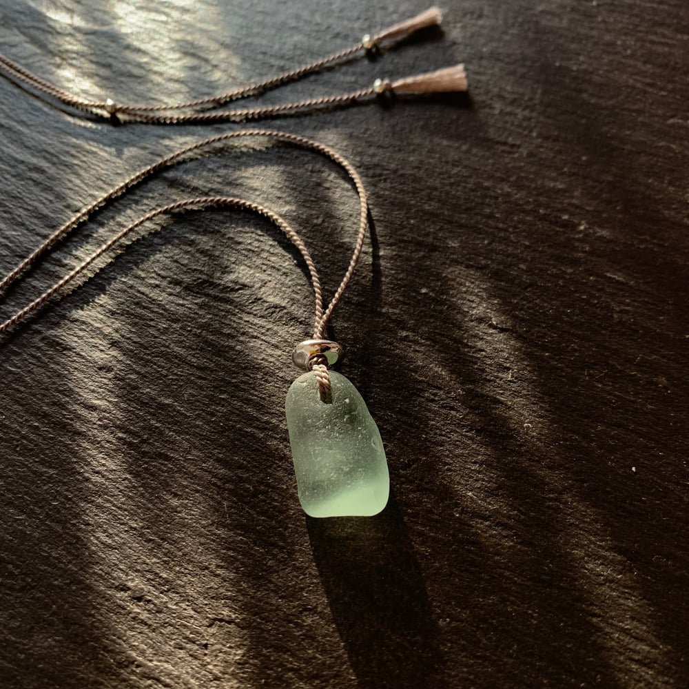 Image of Pale blue sea glass necklace