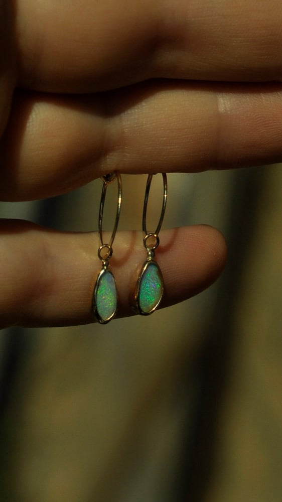 Image of Opal Gold hoops 