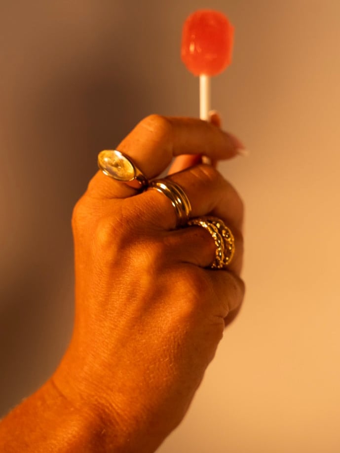 Image of CLARA 18ct Gold Plated Clear Oval Ring 