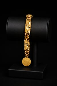 24K Floral Engraved Cuban Bracelet