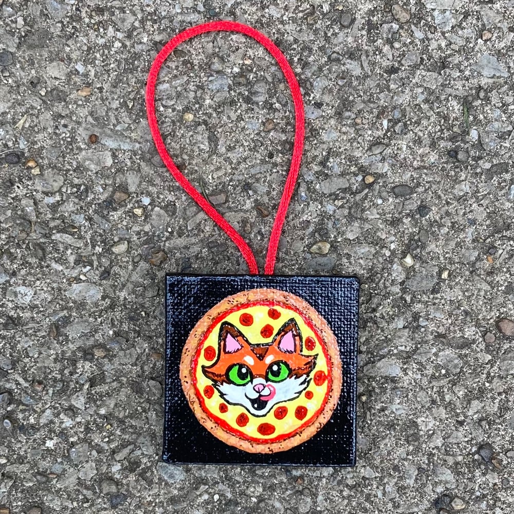 Image of Tiny Painting Ornament - Pizza Cat