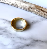 Image 5 of Celestial 18ct Gold Wedding Ring Crescent Moon Stamp Detail. Cosmic Moon Gold Wedding Band Stamped