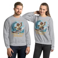 Image 10 of I Ride With Jesus Surfing Dark Unisex Sweatshirt