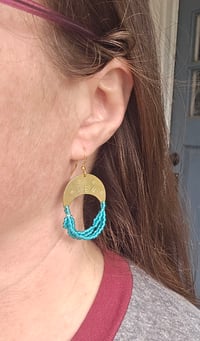 Image 2 of White YEM beaded earrings