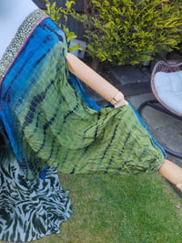 Image 8 of Wanderlust maxi dress Sari tie dye GREEN BLUE upto 8-18 uk