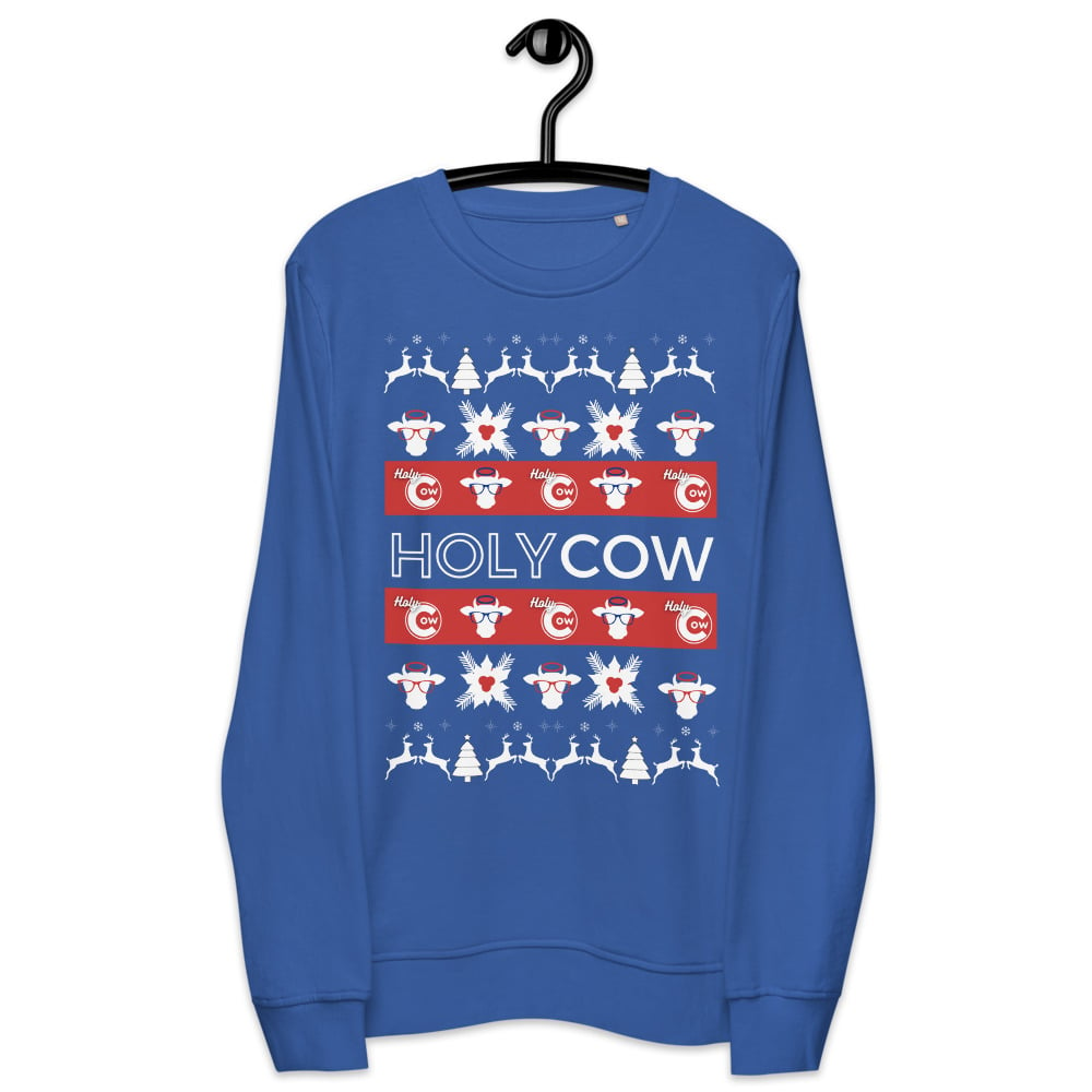 Image of Holiday 2021 Holy Cow Ugly Christmas Sweatshirt.