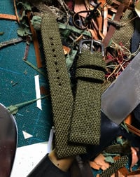 Image 3 of Green Canvas N°2 Hand-rolled Watch Strap