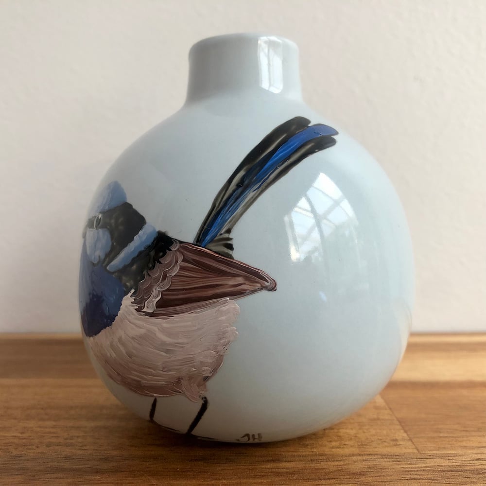 Blue Superb Fairywren Vase
