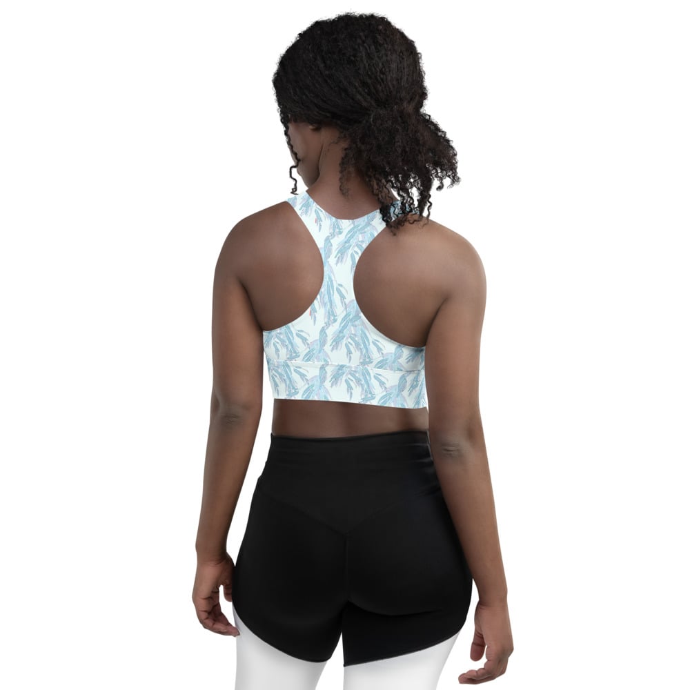 Image of Willow leafs blue blue Longline sports bra