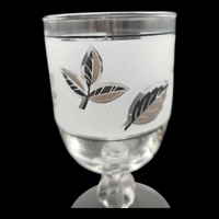 Image 3 of 3 Libbey Pedestal Autumn Print Silver Rim Glasses