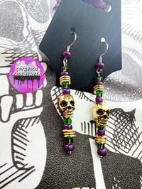 Image 2 of Mardi Gras Skulls Earrings