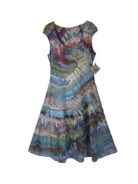 Image 2 of M Stretch Knit Fit and Flare Midi Dress in Earthy Spiral Ice Dye