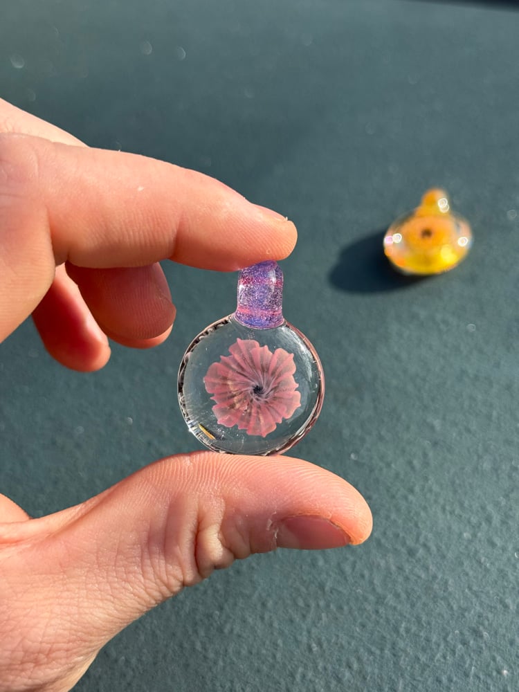 Image of  Black/ pink flower pendant 