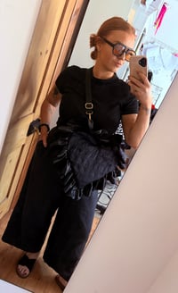 Image 2 of ONE OFF – Black Velvet Quilted Heart Crossbody Bag 🖤 (Sample Sale)