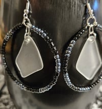 Image 2 of frost + beaded hoop earrings