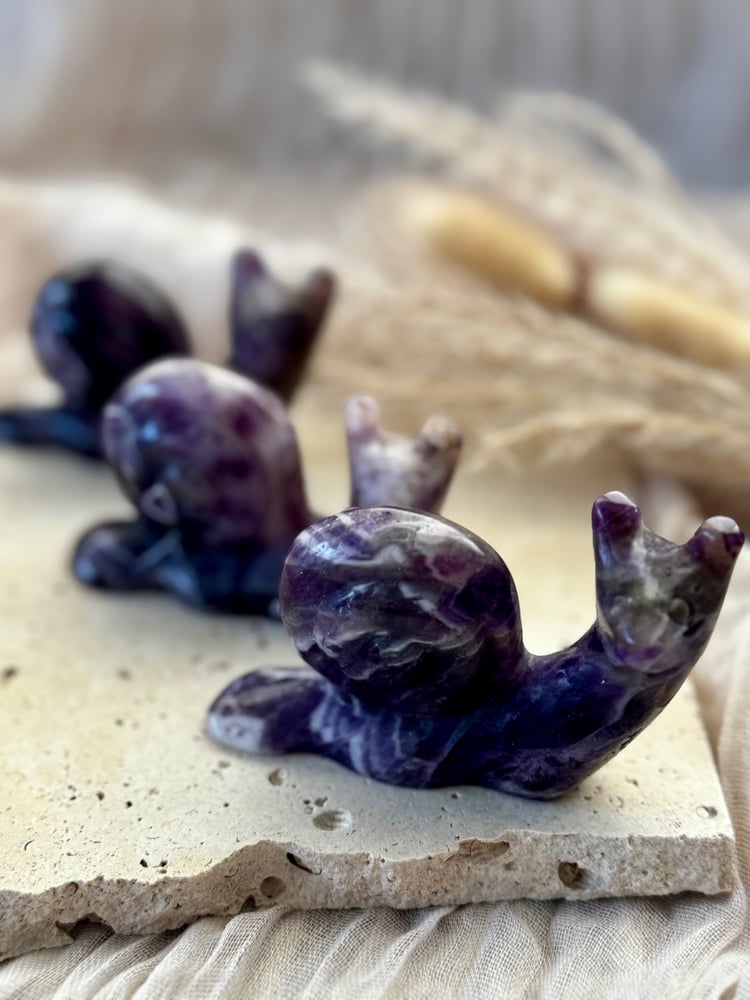 Image of Chevron Amethyst Snail Carving 