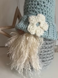 Image 5 of Blue & Cream Handmade Crochet Gnome 