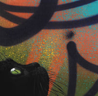 Cat and purple lines canvas