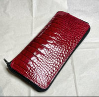 Image 3 of Red Glazed Alligator Travel Zip Wallet