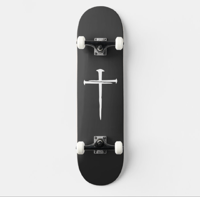Image 2 of Three Nail Cross 8 1/4" Skateboard  Black and White 