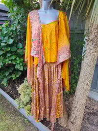 Image 12 of Zara Spilt Skirt- Sari fabric yellow and nude ish
