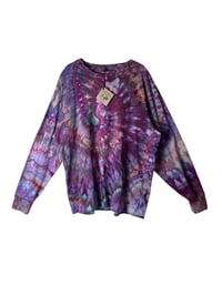 Image 5 of XL Unisex Adult Soft Long Sleeve Tee in Earthy Raspberry Spiral Ice Dye