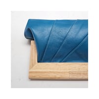 Image 3 of Teal Leather & Timber Clutch  