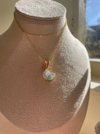 Image 3 of Gold Moss Agate Moon Crystal Necklace