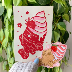 Image of Strawberry Taiyaki PRINT + FREE Sticker