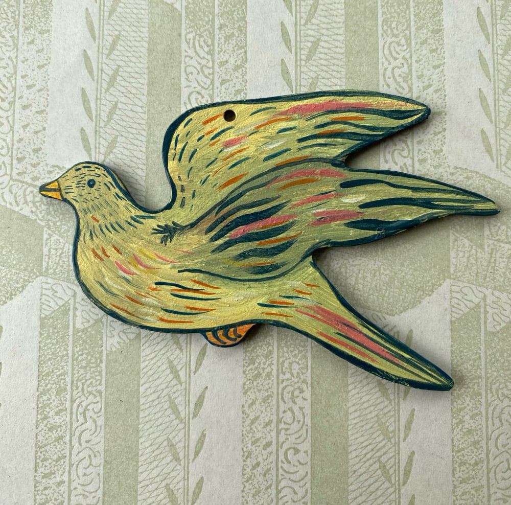 Image of Miniature painted bird cutout (A)