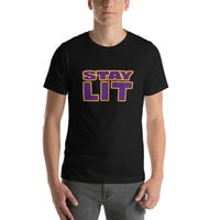 Image 1 of STAY LIT PURPLE/GOLD Short-Sleeve Unisex T-Shirt