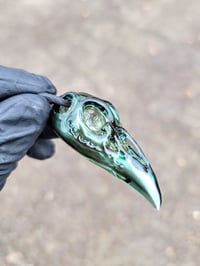 Image 7 of Matalic Green Raven Skull Pendant