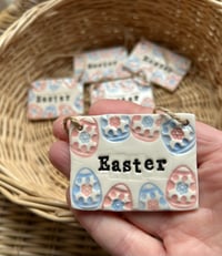 Image 3 of Handmade Ceramic Easter Tile with easter egg motif decoration