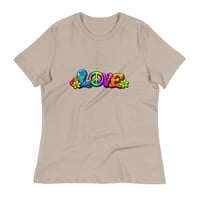 Image 7 of Women's Relaxed T-Shirt, Love, Peace and Flowers Hippie Flower Power Tee