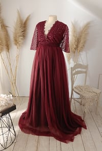 Image 2 of Burgundy dress for maternity photoshoot | Jenny | size S-M-L