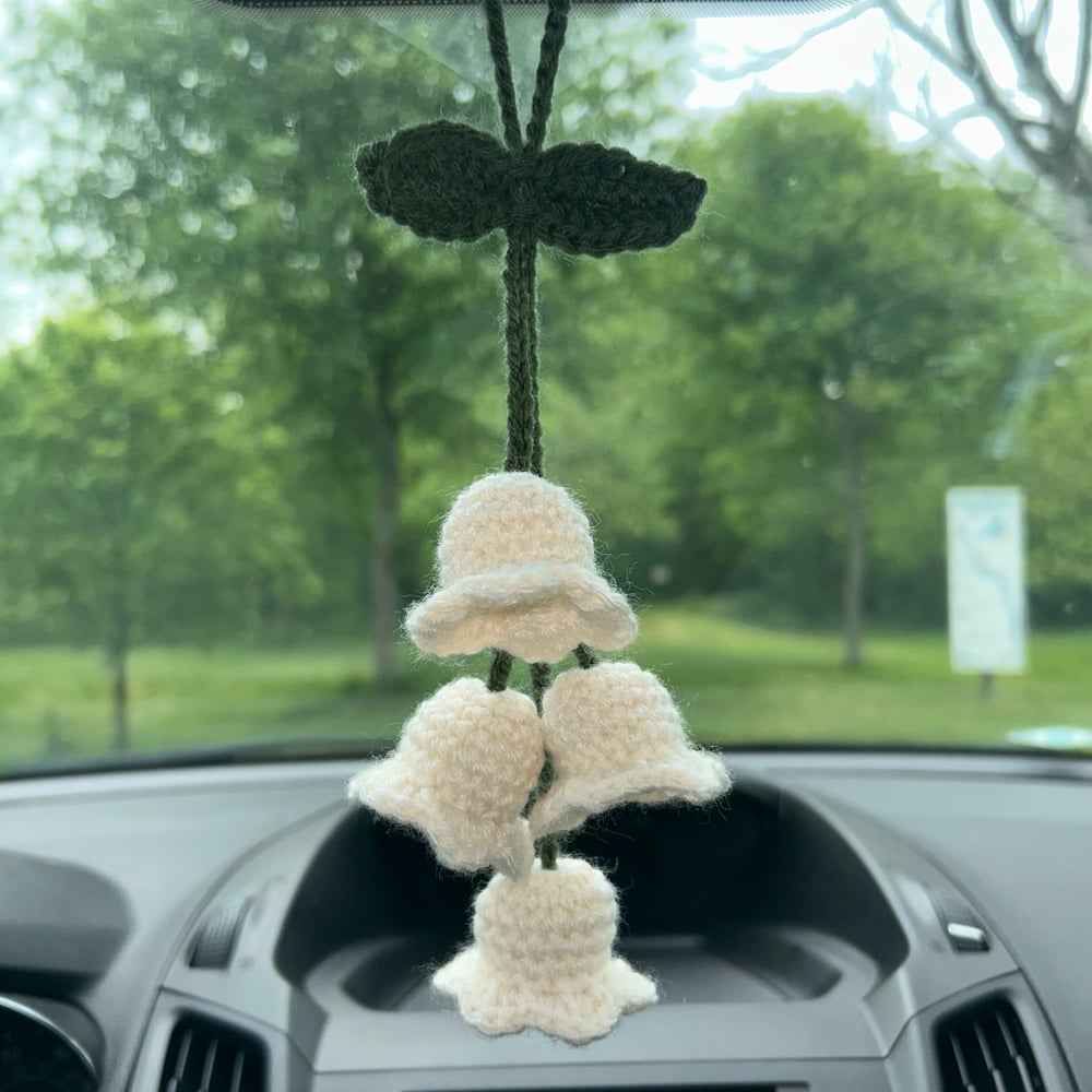 Image of lily of the valley car dangle