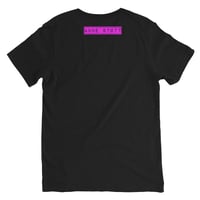 Image 4 of SAPIOSEXUAL Loose Fit Pink on Black Short Sleeve V-Neck T-Shirt