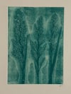 Grass Ghost Original Botanical Monoprint Blue A4