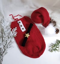 Image 1 of Newborn knitted set for photoshoots | red | winter | christmas