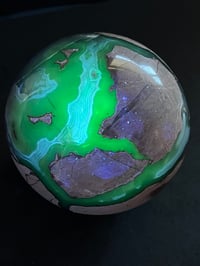 Image 2 of Large Volcano Agate Sphere UV #2112