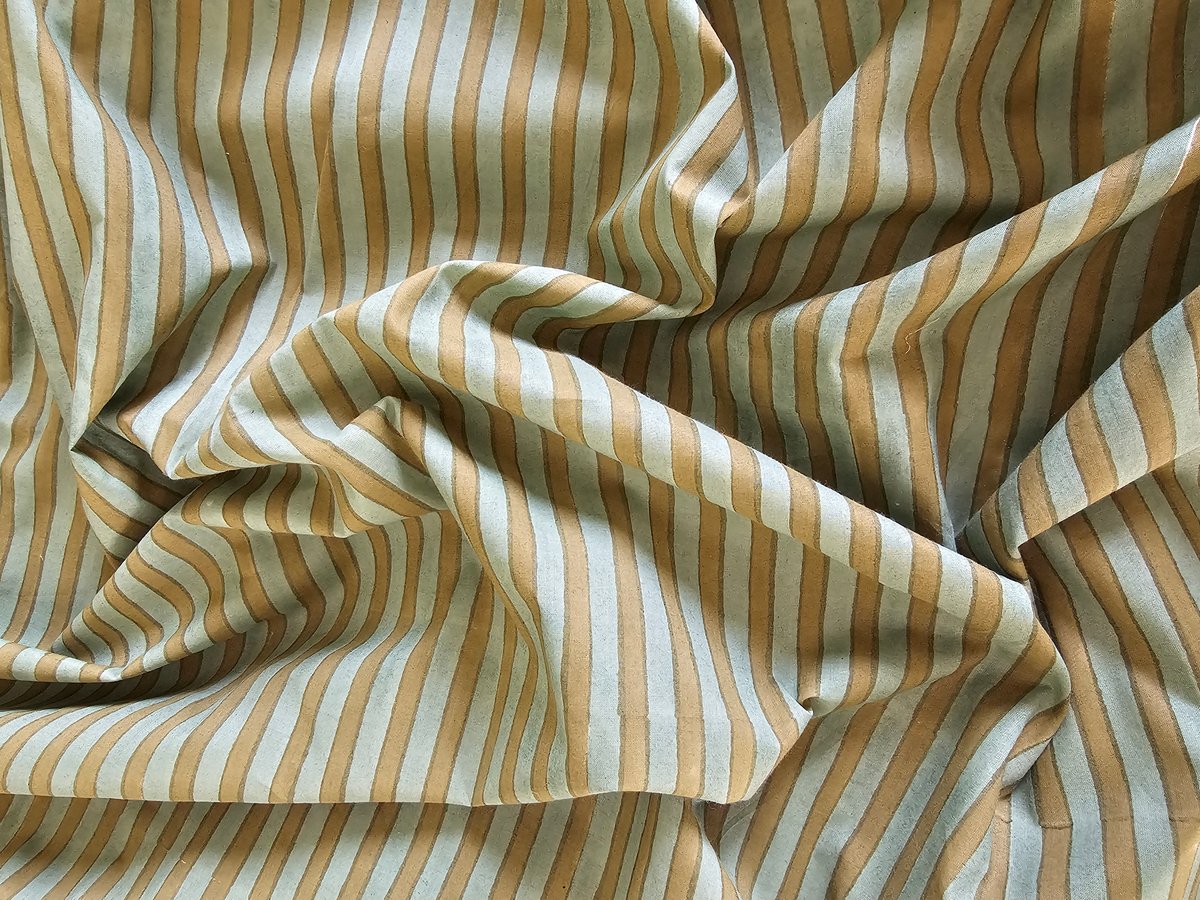 Image of Namaste fabric green stripe 