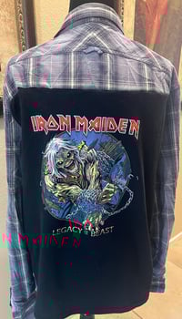 Image 2 of Vintage Blue/White Cotton Denim Iron Maiden 