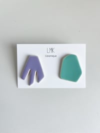 Paire de boucles d'oreilles céramique DUO lilas et lagon