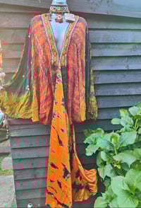 Image 11 of Wanderlust maxi dress Sari tie dye Red n Orange upto 18 uk