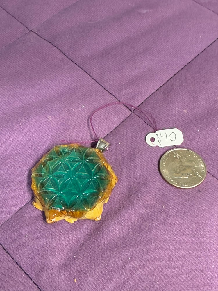 Image of Aqua Labradorite Seed of Life Pinecone Charm | Handmade PNW Jewelry | #93